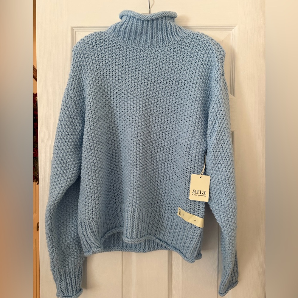 NWT- a.n.a Light Blue Turtleneck Knit Sweater